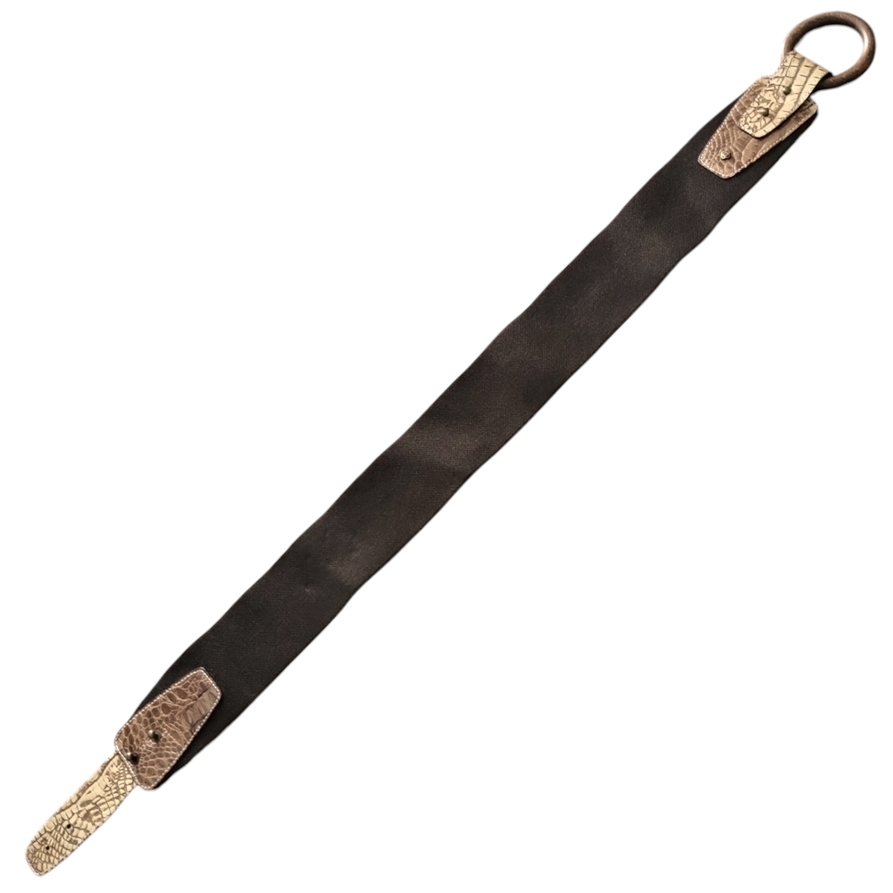 Olsen Europe Wide Stretch Belt Snakeskin Embossed Leather Wood Ring US 10 - Picture 3 of 6